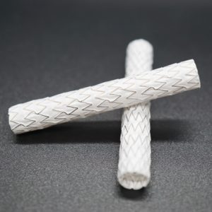 ePTFE Covered Nitinol Frame on Black Background