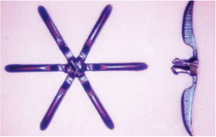 Bioabsorbable implant with snap feature and six living hinges (part diameter: 14 mm)