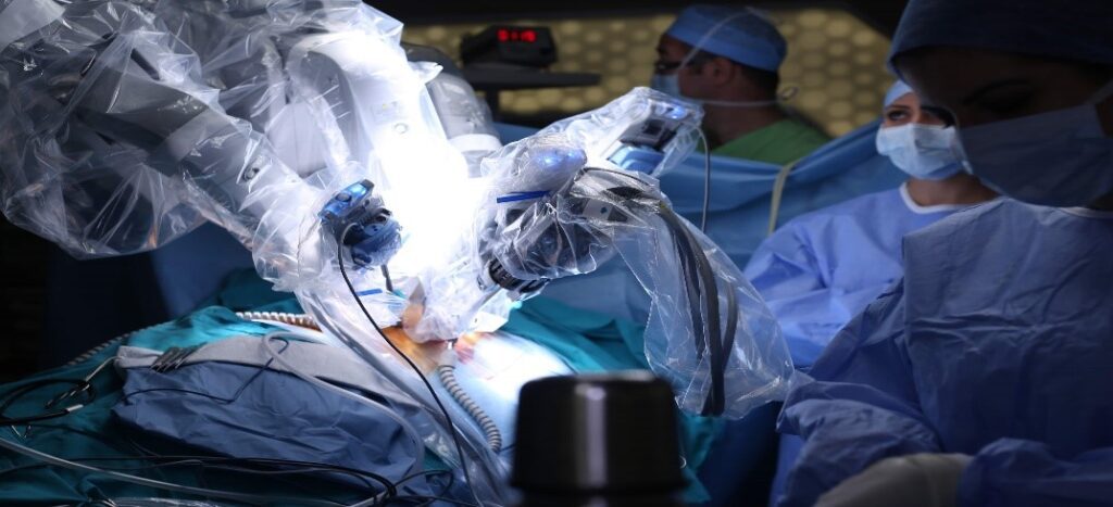 Surgery team performing medical procedure