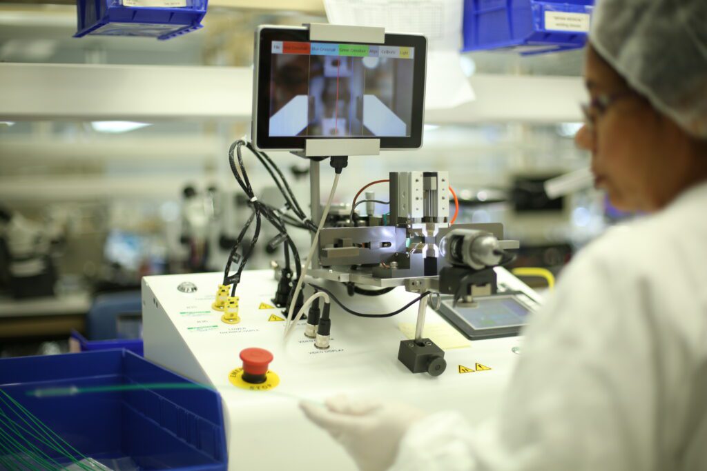 Medical Murray technician performing dimensional testing